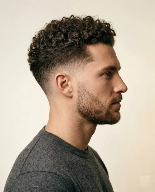 Curly Hairstyles for Men 19 Defined Side Part with Curls