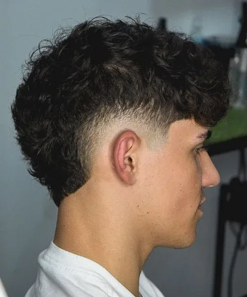 Burst Fade with Curly Top