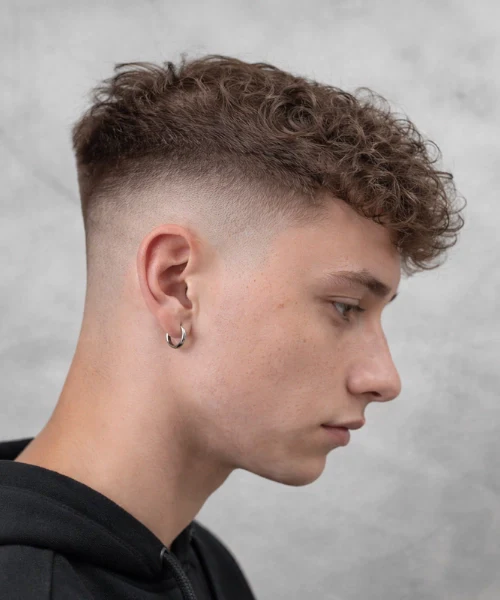 Curly Top with Mid Fade